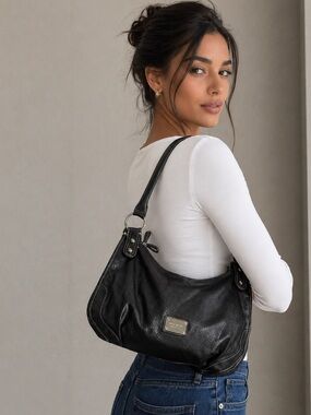 Nine West Black Shoulder Bag with Metallic Details